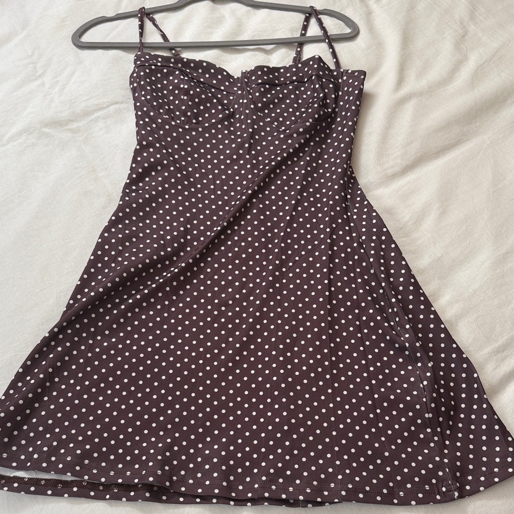 SHEIN Brown Polka Dot Mini Dress